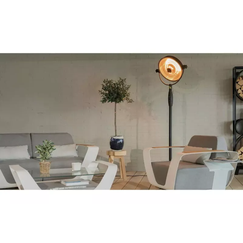 Halogeninis elektrinis šildytuvas SUNRED Retro, 2100/900 W, grindų, patalpoms iki 17 m², juodas/rudas