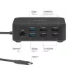 CLUB 3D CSV-2542 USB-C keturguba DisplayLink stotelė — 2× DisplayPort 8K60Hz, 2× HDMI 4K60Hz, PD 100W, 2.5G Ethernet