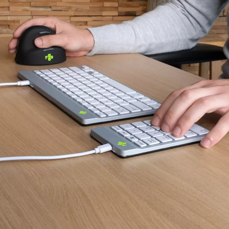 R-Go Tools Numpad Break – ergonomiškas skaičių blokas su pertraukų programine įranga, laidinis, baltas