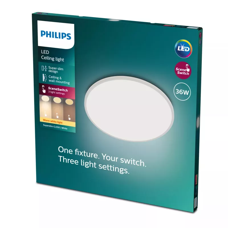 Lubinis šviestuvas Philips Functional Super Slim 36 W LED baltas apvalus