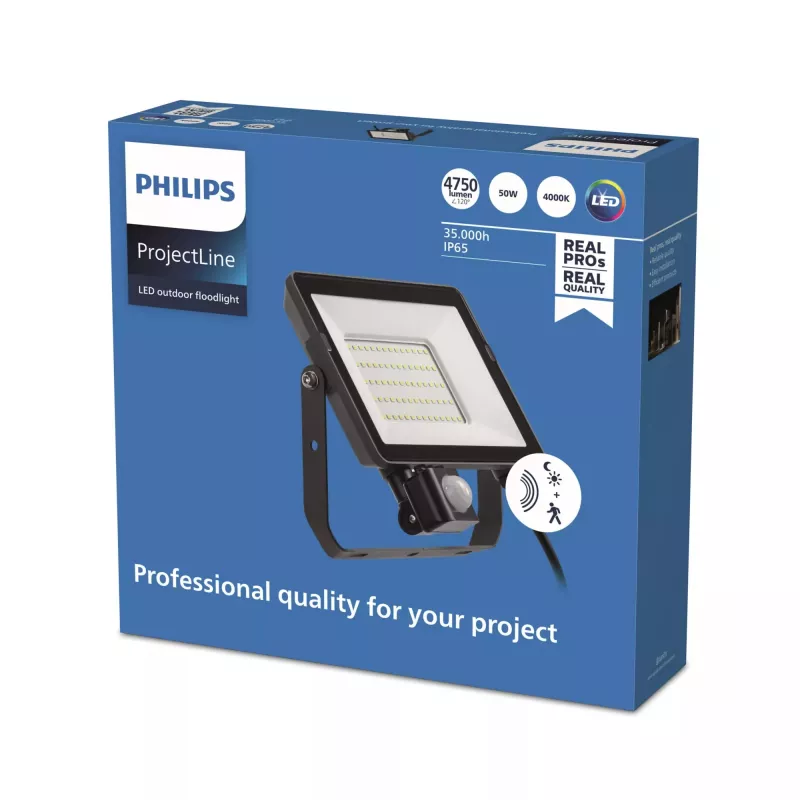 LED lauko prožektorius Philips 50 W 4000 K IP65 juodas