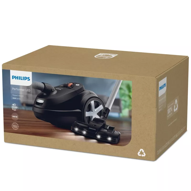 Cikloninis dulkių siurblys Philips 8000 serijos XD8122/10 – 900 W, 4 L dulkių maišas, HEPA filtras, juodas