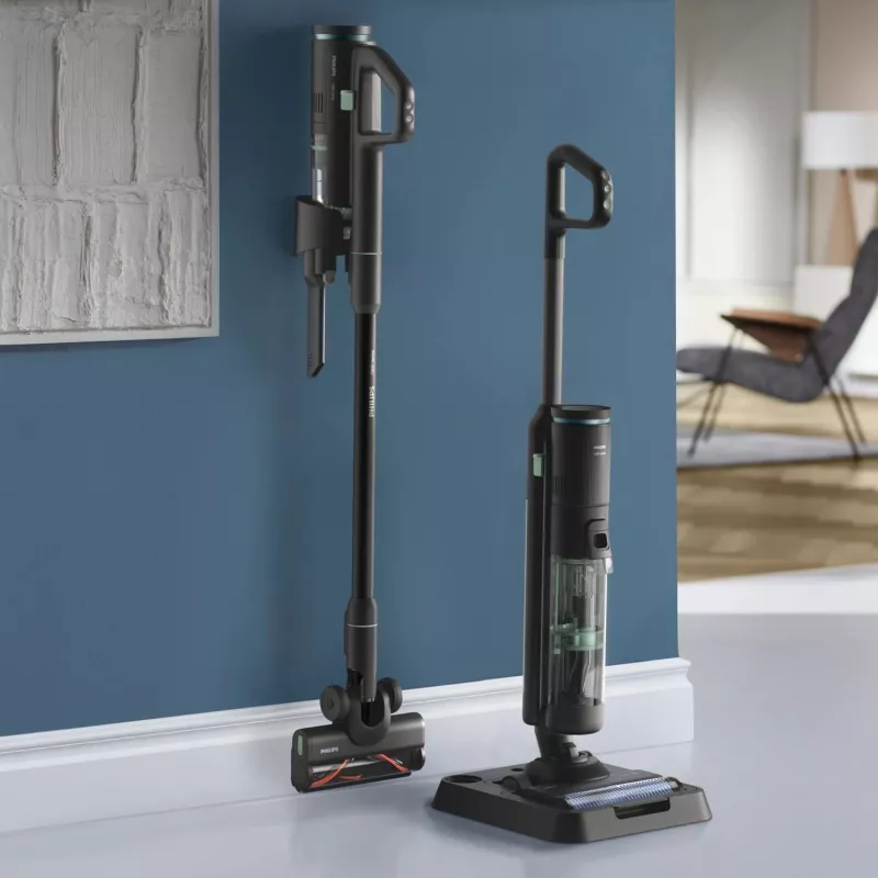 Philips 7000 serijos XW7263/11 2-in-1 belaidis šluotinis siurblys, šlapiam ir sausam valymui, 0,45 l, 160 W, juodas