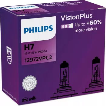 Philips VisionPlus 12972VPC2 lemputės H7 halogeninės, 55 W, 12 V, 2 vnt.