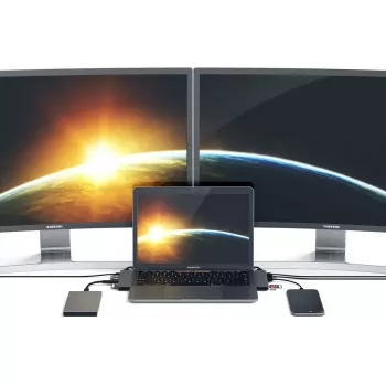 Satechi ST-CMBPM aliuminio dokas / prievadų replikatorius – USB 3.2 Gen 1 Type-C, HDMI, USB-A, SD/MicroSD, pilka