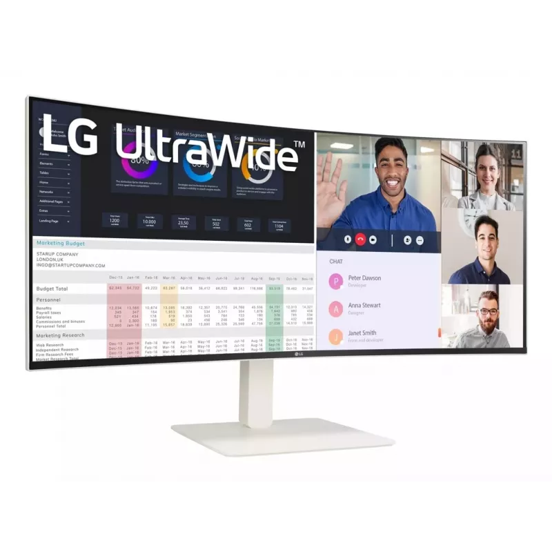 LG 38WR85QC-W monitorius 96,5 cm (38 colių) 3840 x 1600 UltraWide Quad HD LCD Baltas