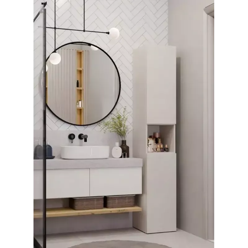 Vonios kambario stelažinė spinta Top E Shop NEL, laisvai pastatoma 2 durų, kaspininis laminatas, 1740×310×300 mm, 5 lentynos
