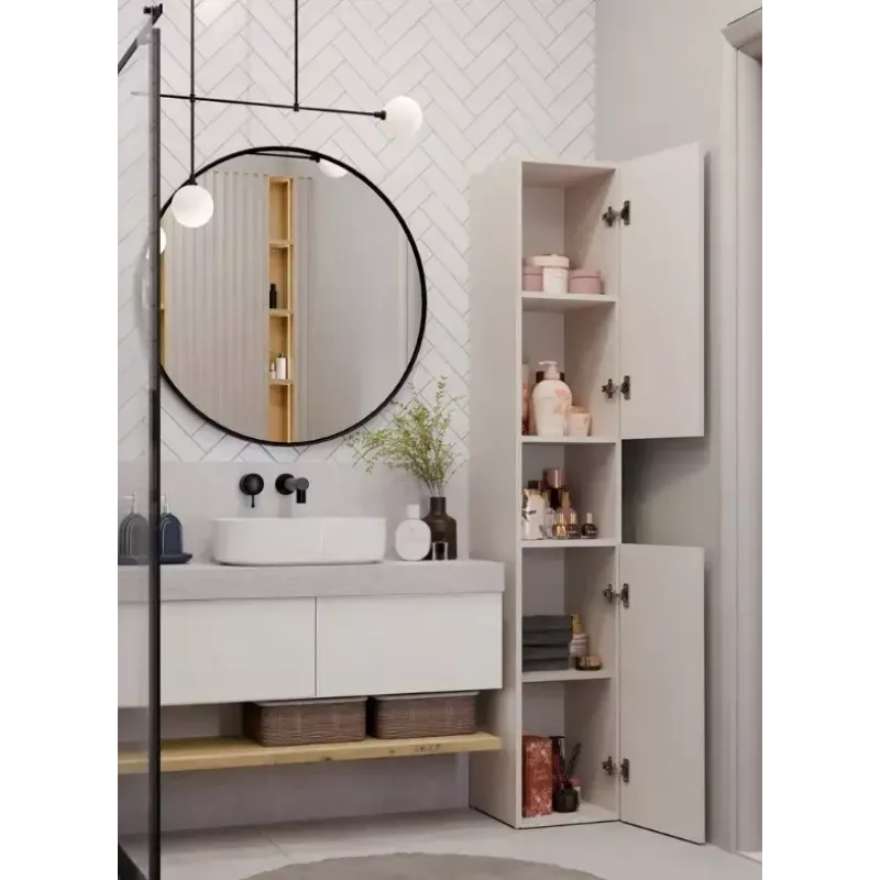 Vonios kambario stelažinė spinta Top E Shop NEL, laisvai pastatoma 2 durų, kaspininis laminatas, 1740×310×300 mm, 5 lentynos