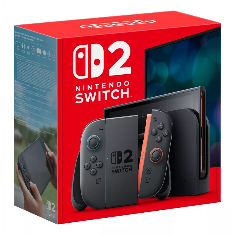 Žaidimų konsolė NINTENDO Switch 2 Juoda — 7,9 colio LCD 1920×1080, 120 Hz, 256 GB, 5220 mAh baterija, Wi‑Fi 6, Bluetooth, HDR10