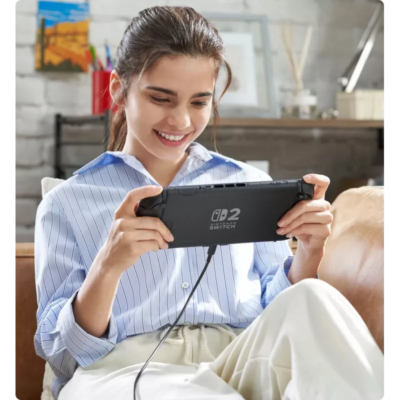 Žaidimų konsolė NINTENDO Switch 2 Juoda — 7,9 colio LCD 1920×1080, 120 Hz, 256 GB, 5220 mAh baterija, Wi‑Fi 6, Bluetooth, HDR10