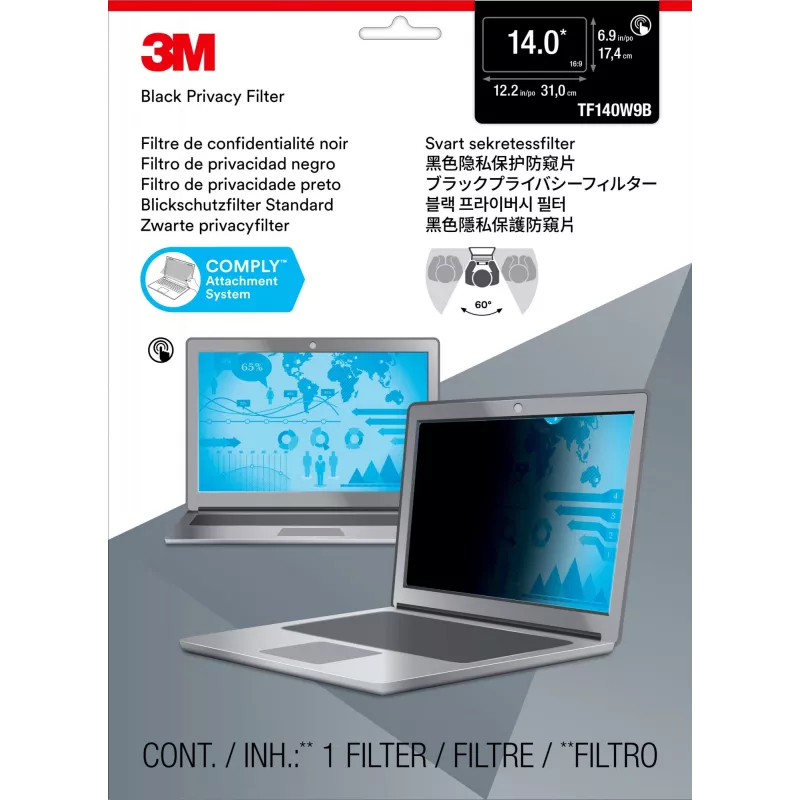 3M 7100194175 privatumo filtras 39,6 cm (15,6 colio) nešiojamam kompiuteriui, berėmis