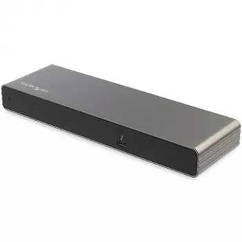 StarTech.com Thunderbolt 3 Dock – doko stotelė nešiojamam kompiuteriui su dviem 4K 60Hz monitoriais, DisplayPort, HDMI ir 1080p VGA, 85W įkrovimas, 2x USB-A, Ethernet, skirta Mac ir Windows