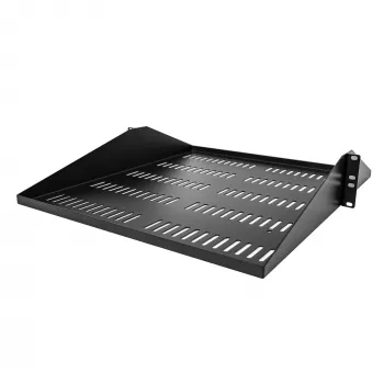 StarTech.com 2U serverinė lentyna, centre montuojama universali ventiliuojama konsolinė padėkla 19 colių tinklo įrangos stovui, tvirtas plienas, 91 kg talpa, 50,8 cm gylio, juoda