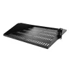 StarTech.com 2U serverinė lentyna, centre montuojama universali ventiliuojama konsolinė padėkla 19 colių tinklo įrangos stovui, tvirtas plienas, 91 kg talpa, 50,8 cm gylio, juoda