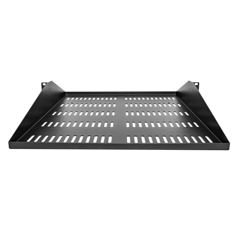 StarTech.com 2U serverinė lentyna, centre montuojama universali ventiliuojama konsolinė padėkla 19 colių tinklo įrangos stovui, tvirtas plienas, 91 kg talpa, 50,8 cm gylio, juoda