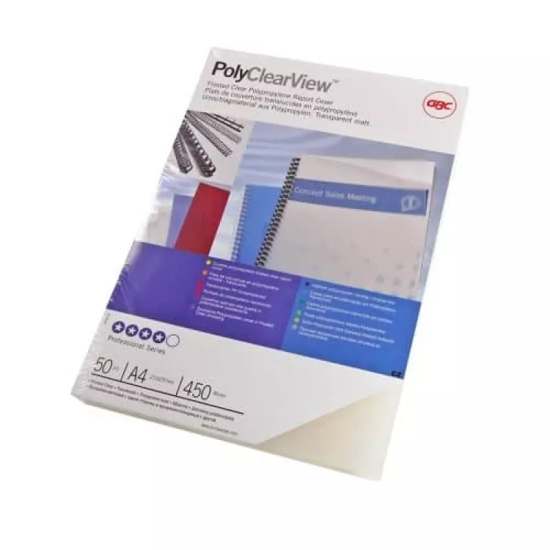 GBC Binding Cover Poly Clear View A4 300 Micron Matinis, A4, PVC, permatomas, 0,3 mm, 100 vnt.