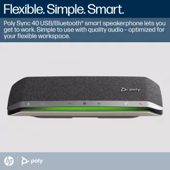 HP Poly Sync 40+ su Microsoft Teams sertifikatu USB-A USB-C garsiakalbis + BT700 USB-A adapteris