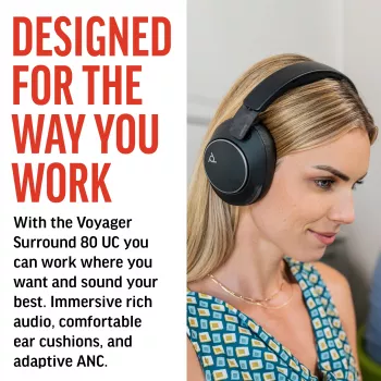 HP Poly Voyager Surround 80 UC USB-C ausinių rinkinys su USB-C/A adapteriu