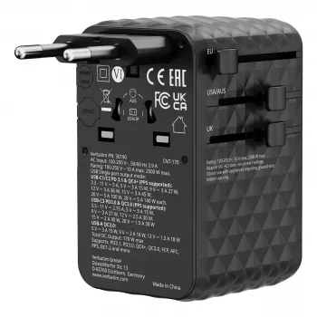 Verbatim Charge 'n' Travel 170W Universalus kelioninis adapteris juodas