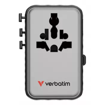 Verbatim Charge 'n' Travel 100W Universalus kelioninis adapteris su įtraukiamu kabeliu Juodas