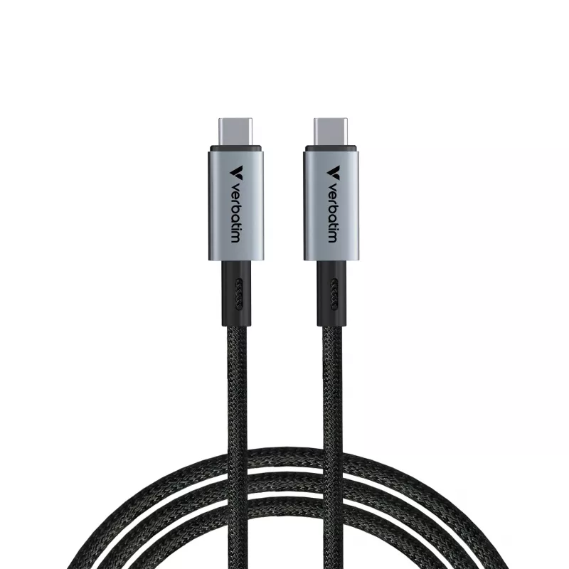 Verbatim Sync & Charge USB C į USB C 240W 40 Gbps 120 cm, 1,2 m, USB C, USB C, USB4 Gen 2x2, 40 Gbit/s, Juoda