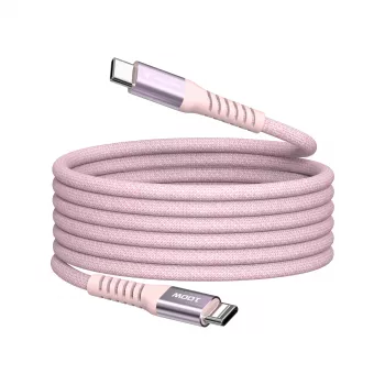 Verbatim Sync & Charge magnetinis kabelis – 100W USB-C į USB-C 120 cm rožinis