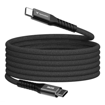 Verbatim Sync & Charge Magnetic USB-C laidas – 60W, USB-C į USB-C, 120 cm, juodas