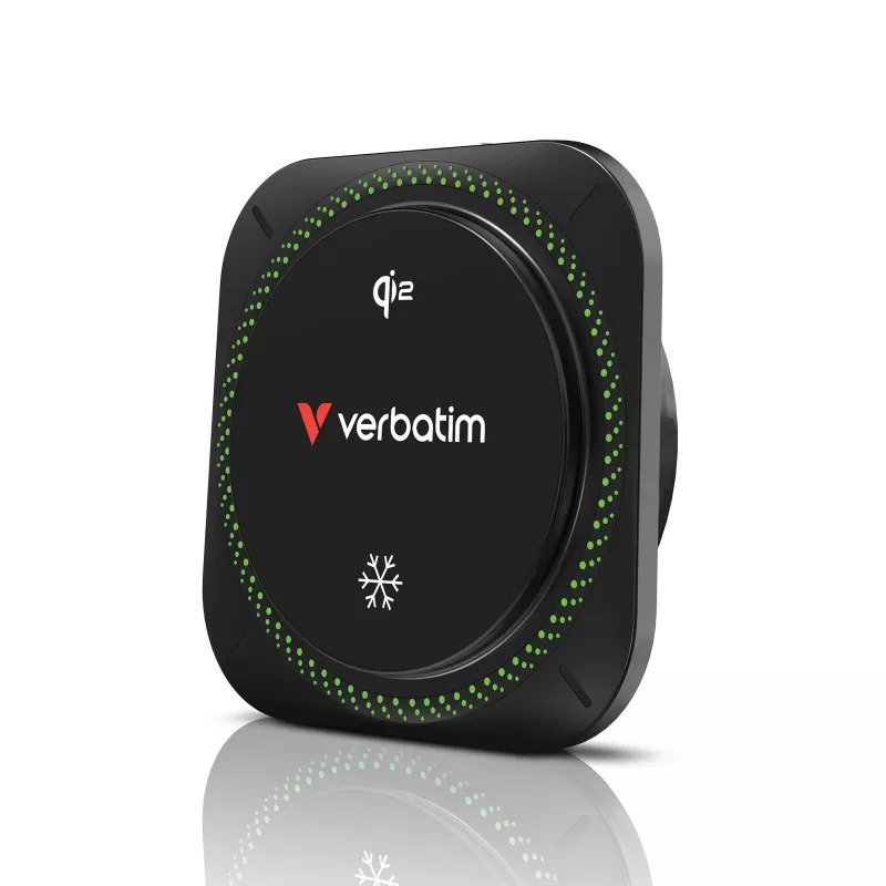 Verbatim Charge 'n' Drive Qi2 belaidis automobilinis magnetinis RGB įkroviklis