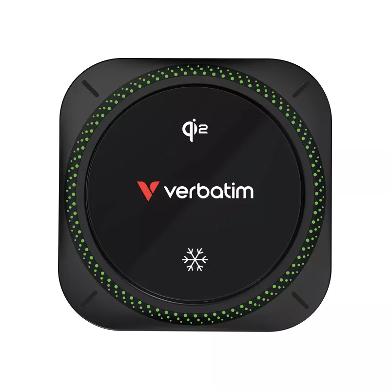 Verbatim Charge 'n' Drive Qi2 belaidis automobilinis magnetinis RGB įkroviklis