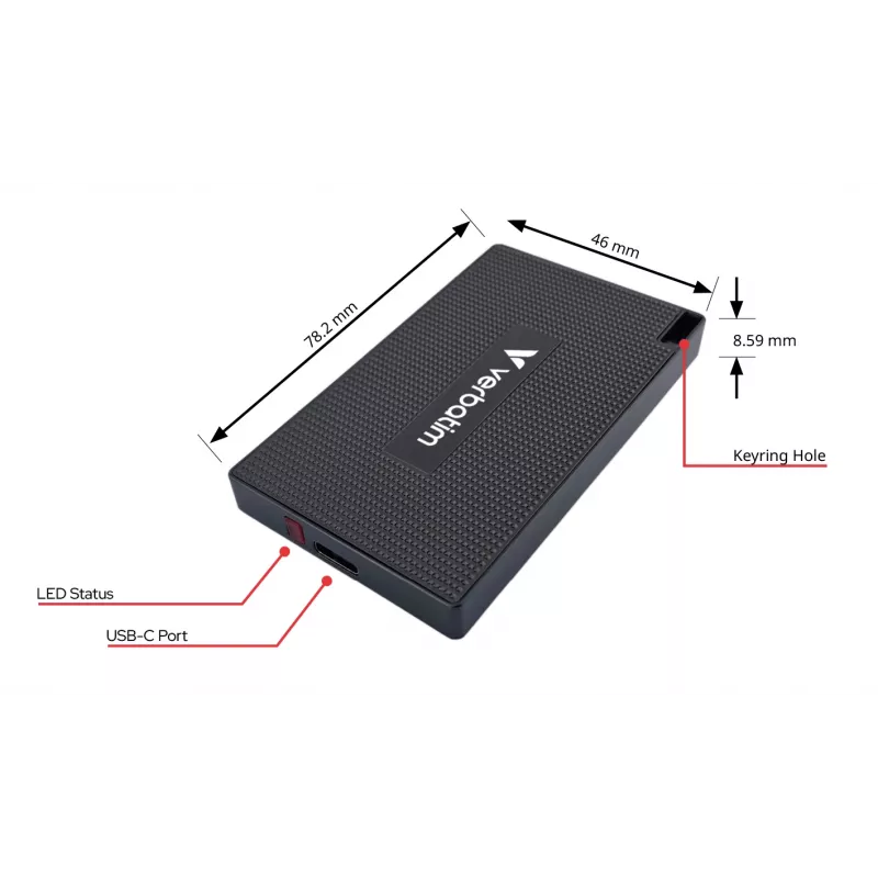 Verbatim Metal Mini SSD USB-C 3.2 Gen 2x2 512 GB, pilka