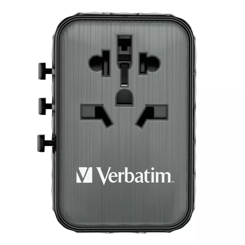 Verbatim UTA-05 65W GaN III Universalus kelioninis adapteris su 2x USB-C PD & QC 4+ ir 2x USB-A prievadais