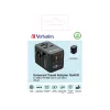Verbatim UTA-05 65W GaN III Universalus kelioninis adapteris su 2x USB-C PD & QC 4+ ir 2x USB-A prievadais