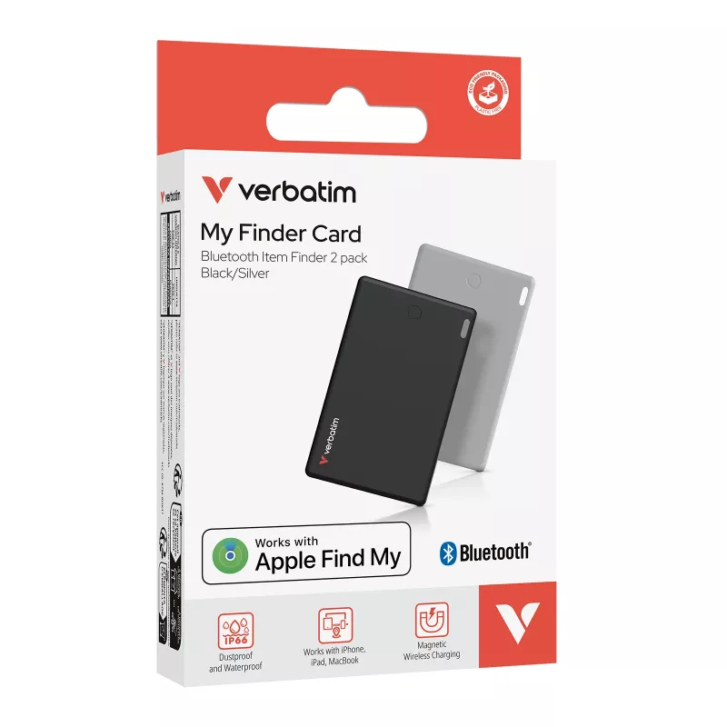 Verbatim My Finder Card Bluetooth daiktų ieškiklis 2 vnt. rinkinys juodas/sidabrinis