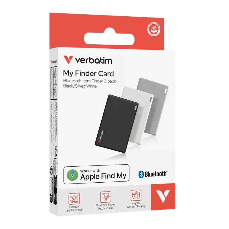 Verbatim My Finder Card Bluetooth daiktų ieškiklis 3 vnt. rinkinys juoda / sidabrinė / balta