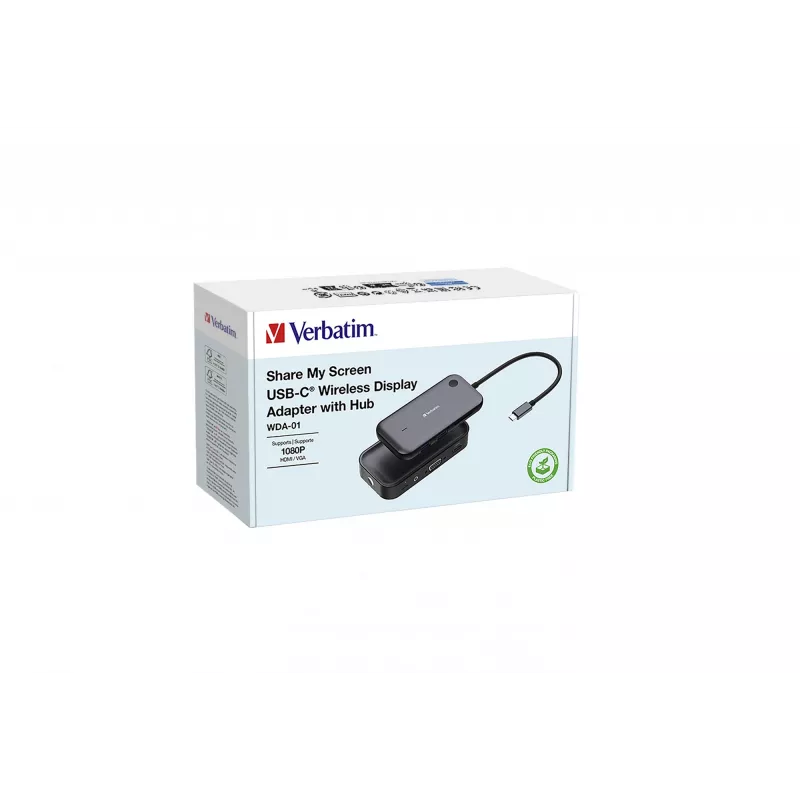 Verbatim Share My Screen 1080p USB-C belaidis vaizdo adapteris su stotimi WDA-01