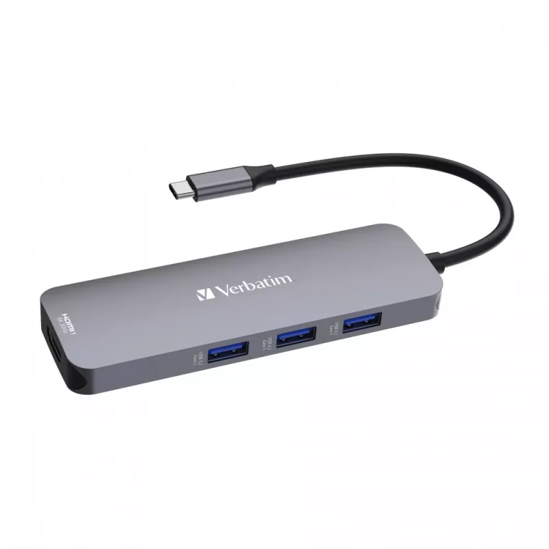 Verbatim CMH-08 USB-C 8 prievadų stebulė, 5000 Mbit/s, sidabrinė