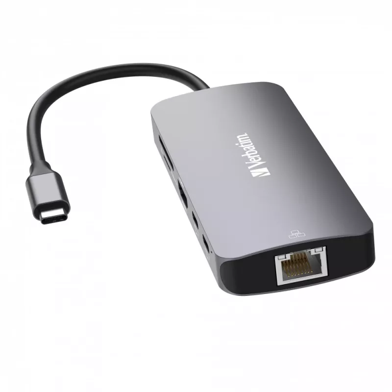 Verbatim CMH-09 USB Type-C 9 prievadų multiport hubas 10000 Mbit/s sidabrinis