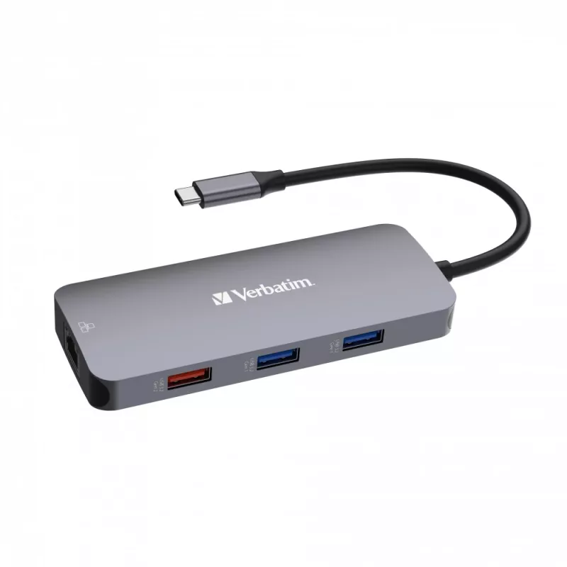 Verbatim CMH-09 USB Type-C 9 prievadų multiport hubas 10000 Mbit/s sidabrinis