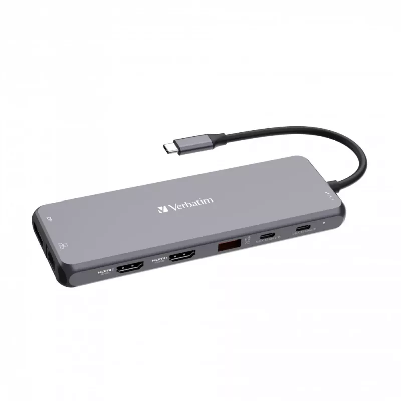 Verbatim CMH-13 USB Type-C 13 prievadų centras 10000 Mbit/s sidabrinis