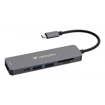 Verbatim USB-C Essentials Multiport Hub 6 prievadai: HDMI, USB-C PD, USB-A 3.2 Gen 1, USB-A, SD ir microSD
