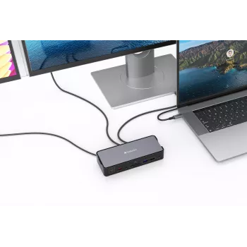 Verbatim CDS-15 laidinė USB 3.2 Gen 1 (3.1 Gen 1) Type-C stotelė, juoda, pilka