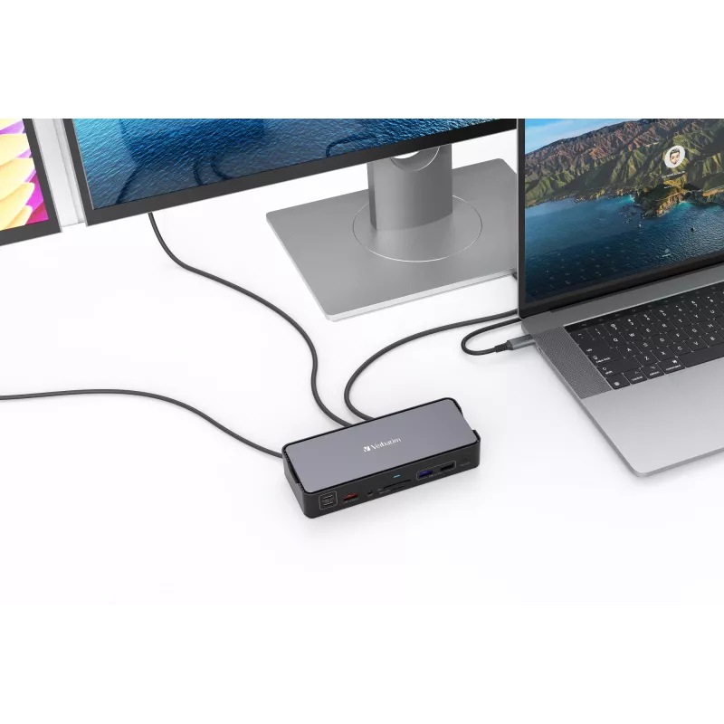 Verbatim CDS-15 laidinė USB 3.2 Gen 1 (3.1 Gen 1) Type-C stotelė, juoda, pilka
