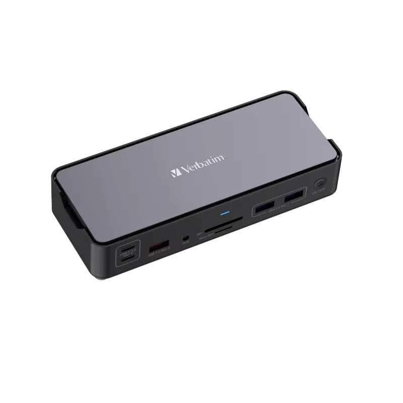 Verbatim CDS-15 laidinė USB 3.2 Gen 1 (3.1 Gen 1) Type-C stotelė, juoda, pilka