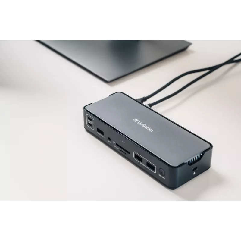 Verbatim CDS-15 laidinė USB 3.2 Gen 1 (3.1 Gen 1) Type-C stotelė, juoda, pilka