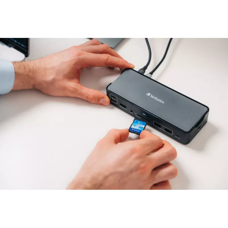 Verbatim CDS-15 laidinė USB 3.2 Gen 1 (3.1 Gen 1) Type-C stotelė, juoda, pilka