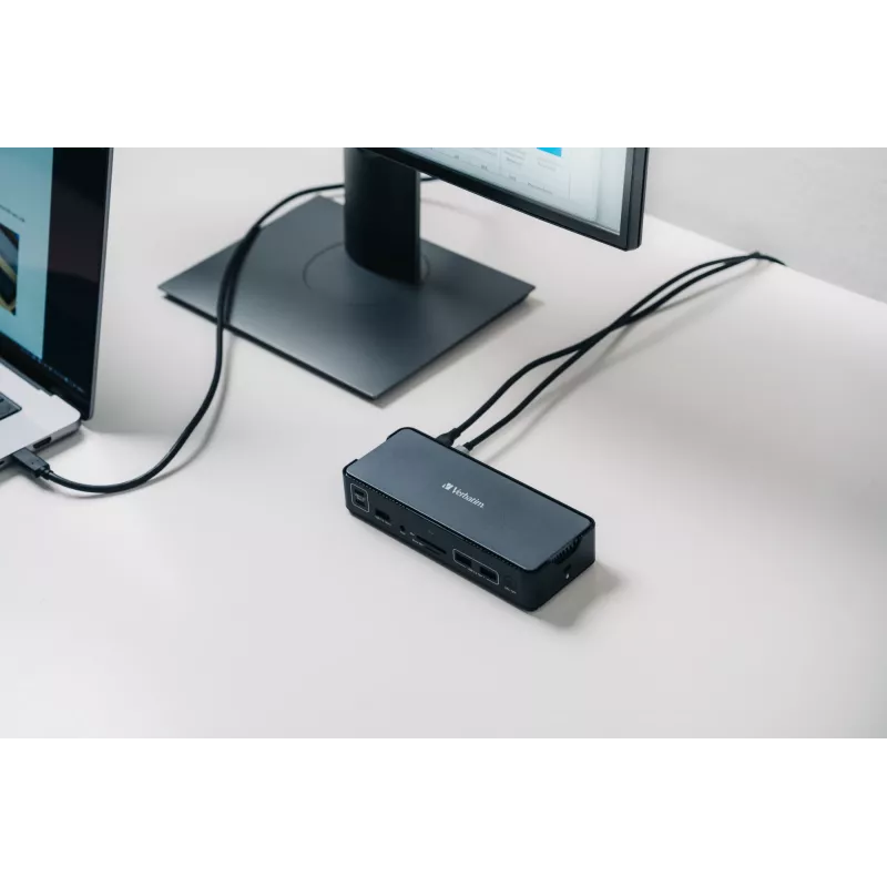 Verbatim CDS-15 laidinė USB 3.2 Gen 1 (3.1 Gen 1) Type-C stotelė, juoda, pilka