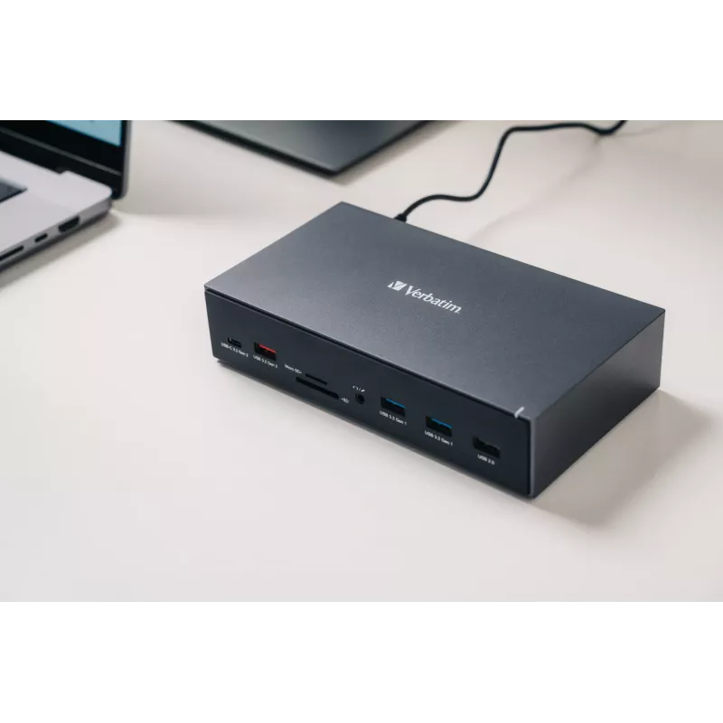 Verbatim CDS-17 laidinė USB 3.2 Gen 1 (3.1 Gen 1) Type-C stotelė, juoda, pilka