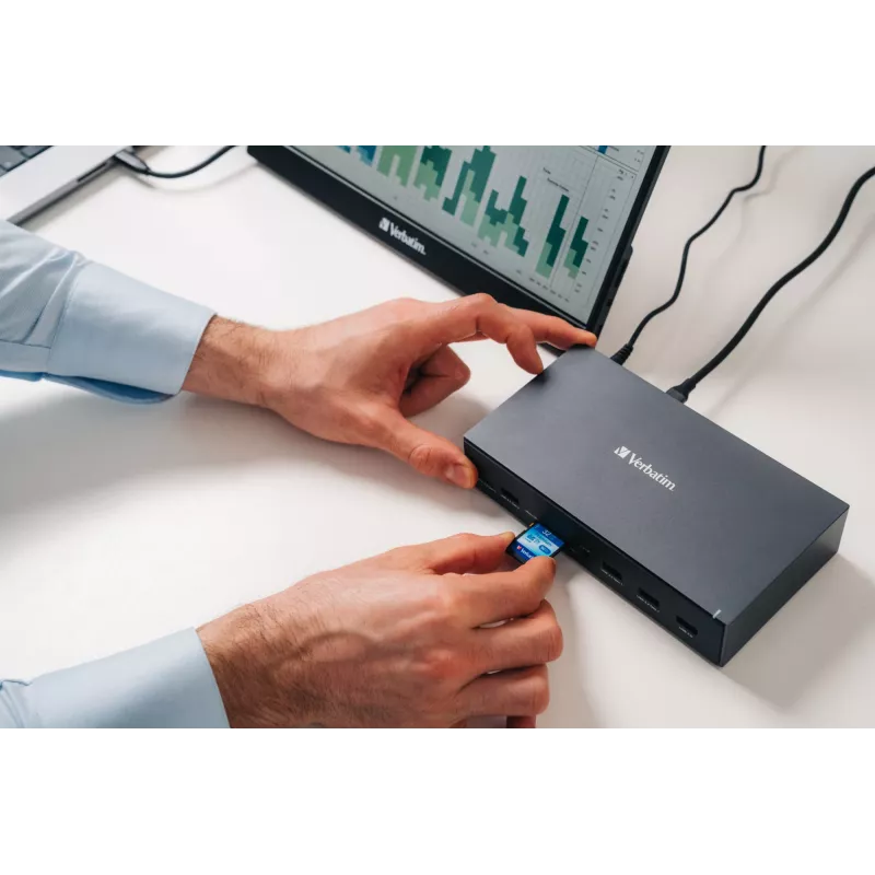 Verbatim CDS-17 laidinė USB 3.2 Gen 1 (3.1 Gen 1) Type-C stotelė, juoda, pilka