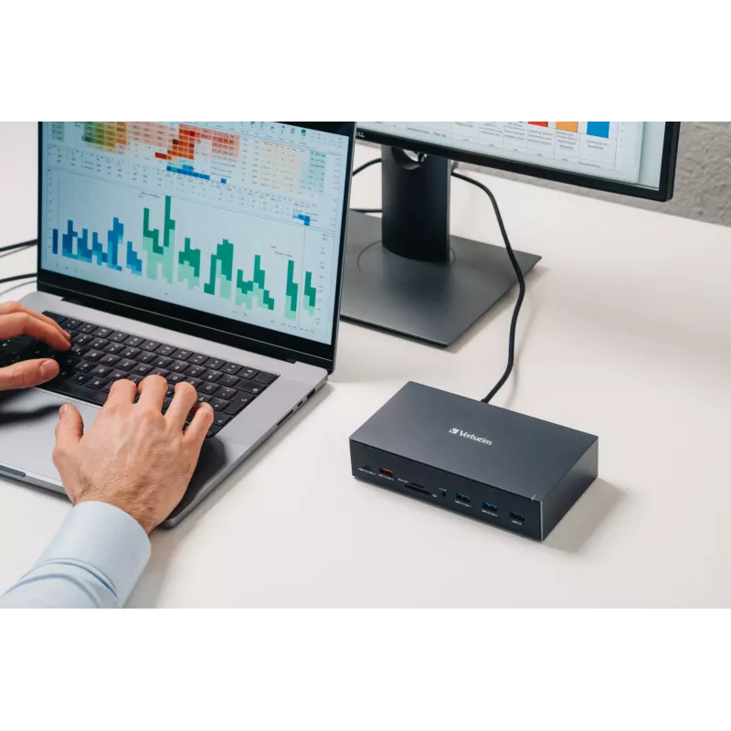 Verbatim CDS-17 laidinė USB 3.2 Gen 1 (3.1 Gen 1) Type-C stotelė, juoda, pilka