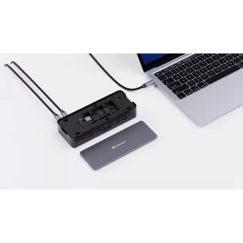 Verbatim CDS-15S laidinis USB 3.2 Gen 1 (3.1 Gen 1) Type-C dokų stotelė, juoda, pilka